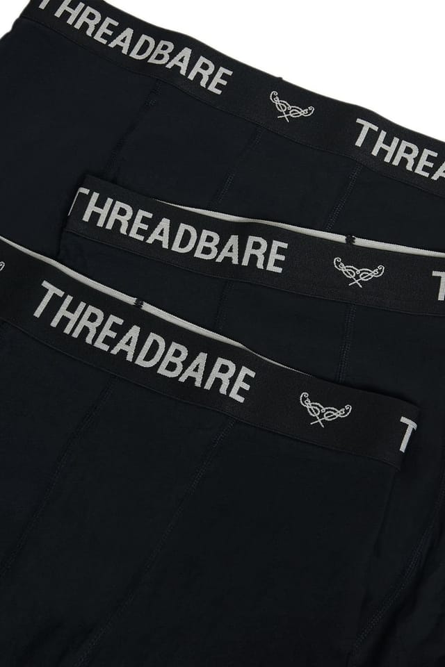 Threadbare Threadbare Men's 3-Pack 'Ernest' Hipster Fit Boxer Shorts in Black - 3