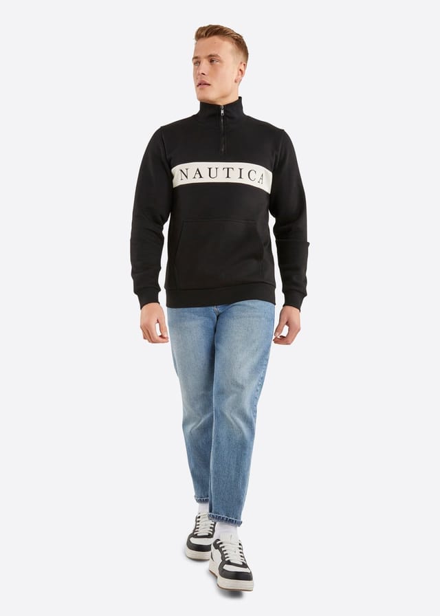 Nautica Nautica Men's Travis 1/4 Zip Top in Black - 3
