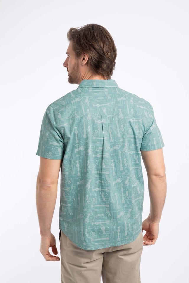 Weird Fish Weird Fish Men's Faraway Short Sleeve Printed Shirt in Duck Egg Blue - 3