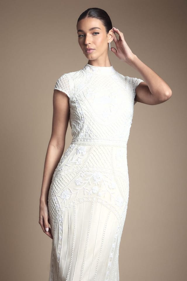 Coast Coast Women's Honoured Beaded & Embellished Cap Sleeve Fishtail Wedding Dress in Ivory - 2