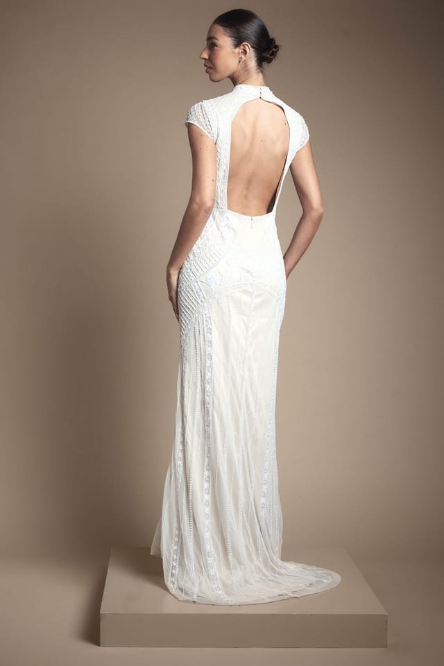 Coast Coast Women's Honoured Beaded & Embellished Cap Sleeve Fishtail Wedding Dress in Ivory - 3
