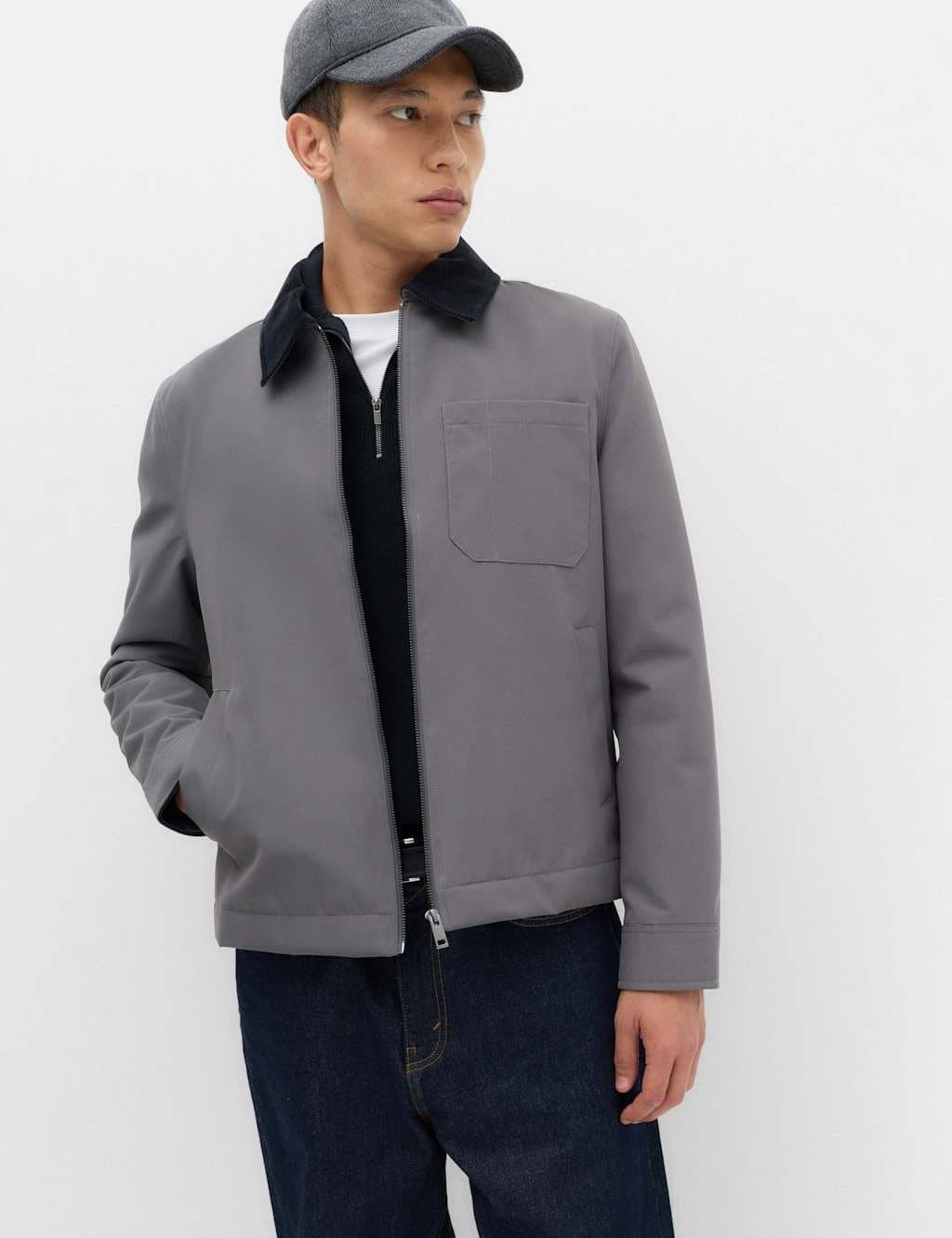 Marks & Spencer M&S Canvas Padded Utility Jacket Dark Grey