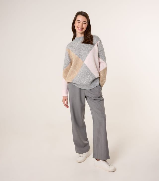 Blue Vanilla Women's Grey Diamond Turtle Neck Jumper Blue Vanilla New Look - 2