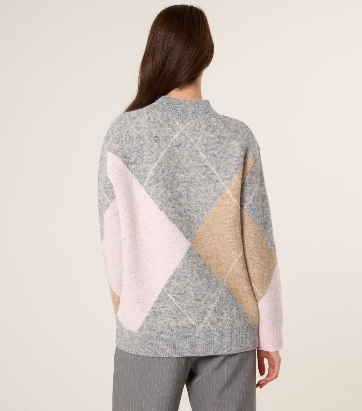 Blue Vanilla Women's Grey Diamond Turtle Neck Jumper Blue Vanilla New Look - 4