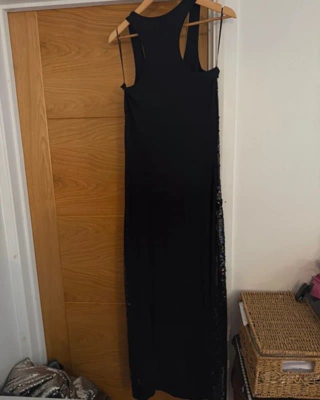 River Island River Island Black Sequin Disc Embellished Discoball Mirrorball Sleeveless Maxi Dress