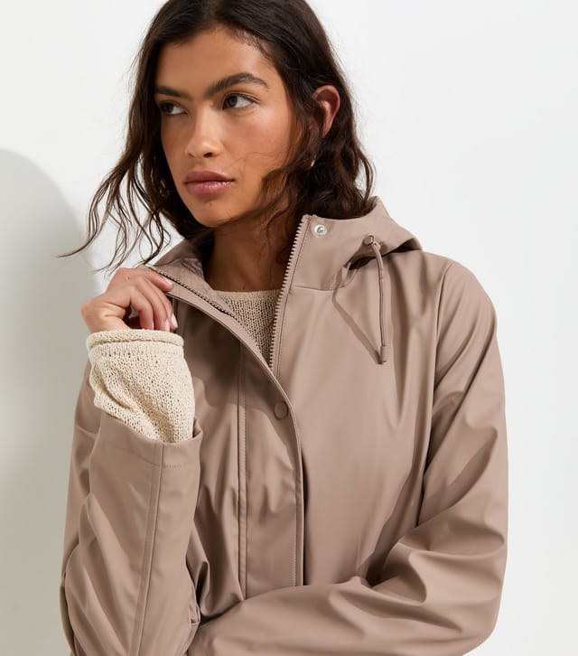 New Look Women's Mink Water Resistant Drawstring Hood Rain Anorak New Look - 3