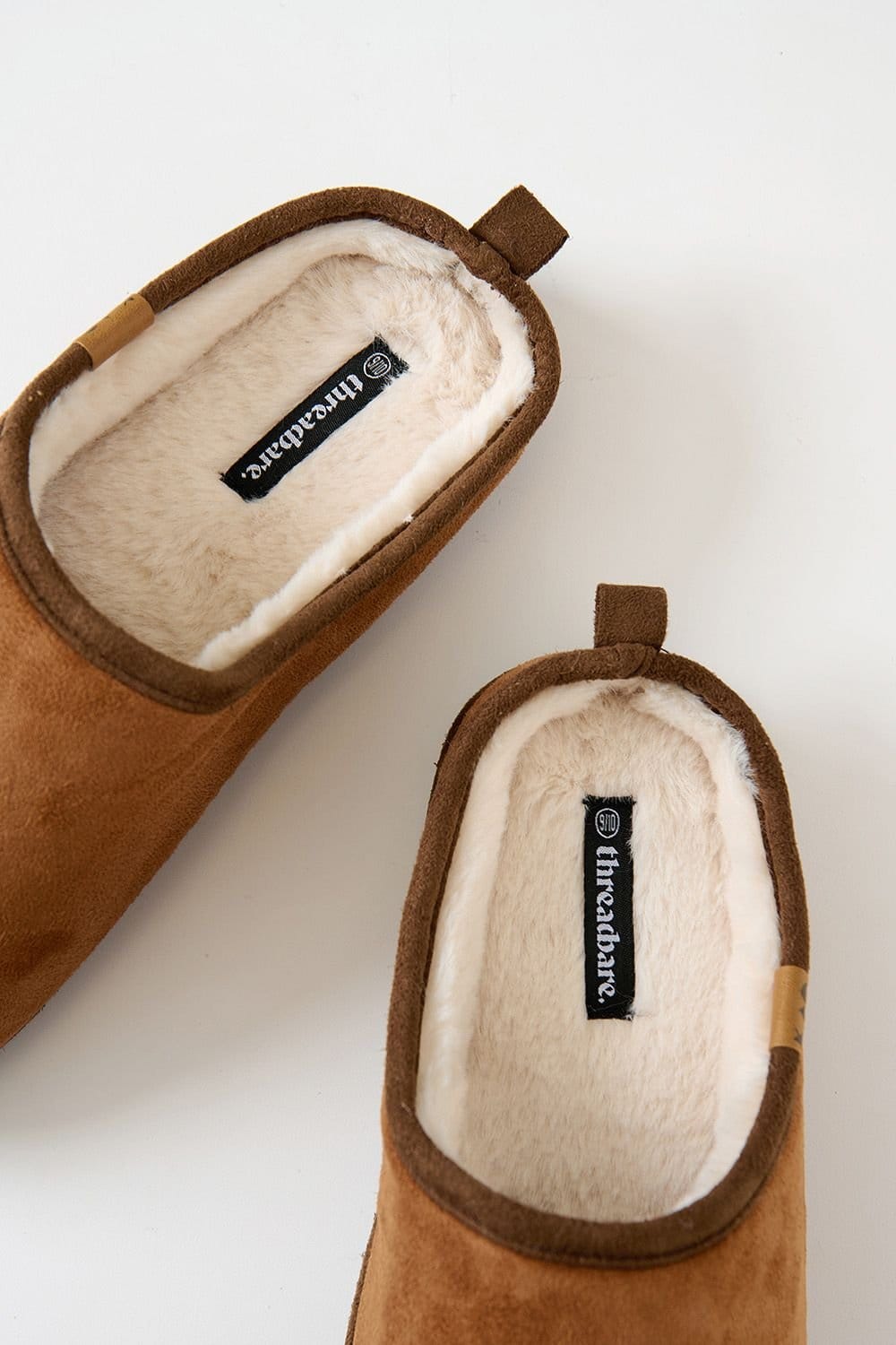 Threadbare Threadbare Men's Faux Suede Faux Fur Lined Mule Slippers in Tan - 4