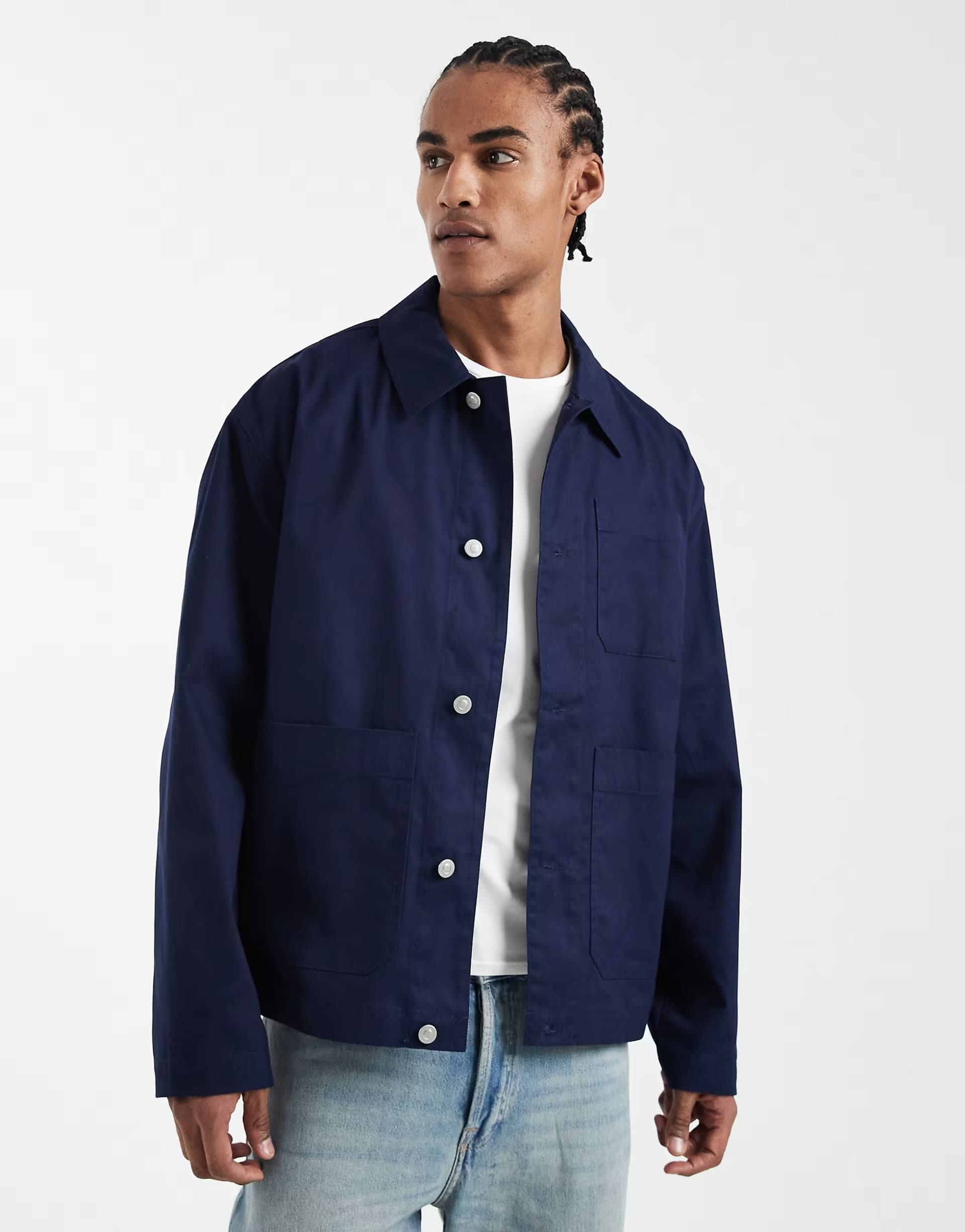 ASOS ASOS DESIGN Navy Oversized Worker Jacket