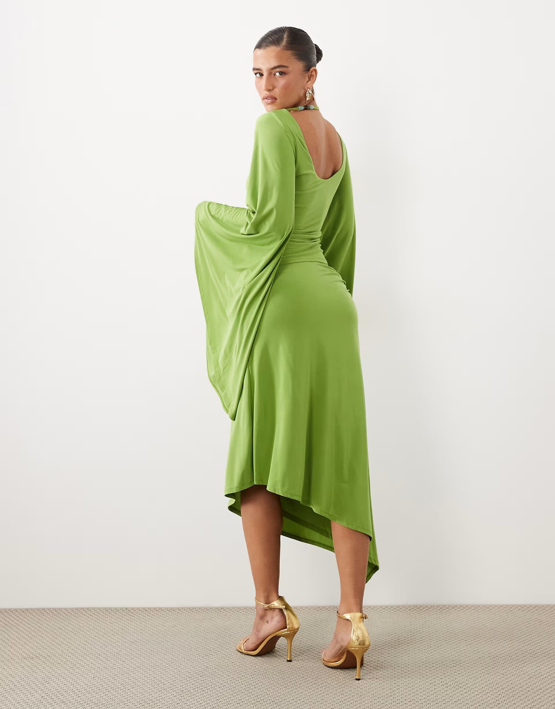 ASOS ASOS DESIGN co-ord beaded top & skirt in green