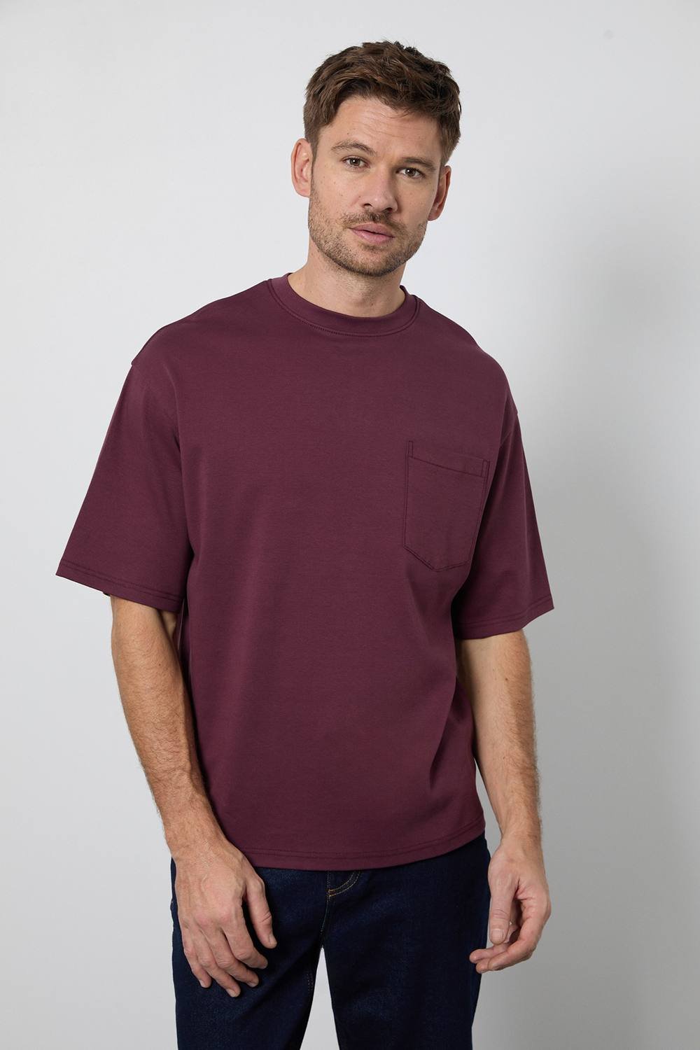 Burton Burton Men's Burgundy Oversized Crew Neck T-Shirt - 2