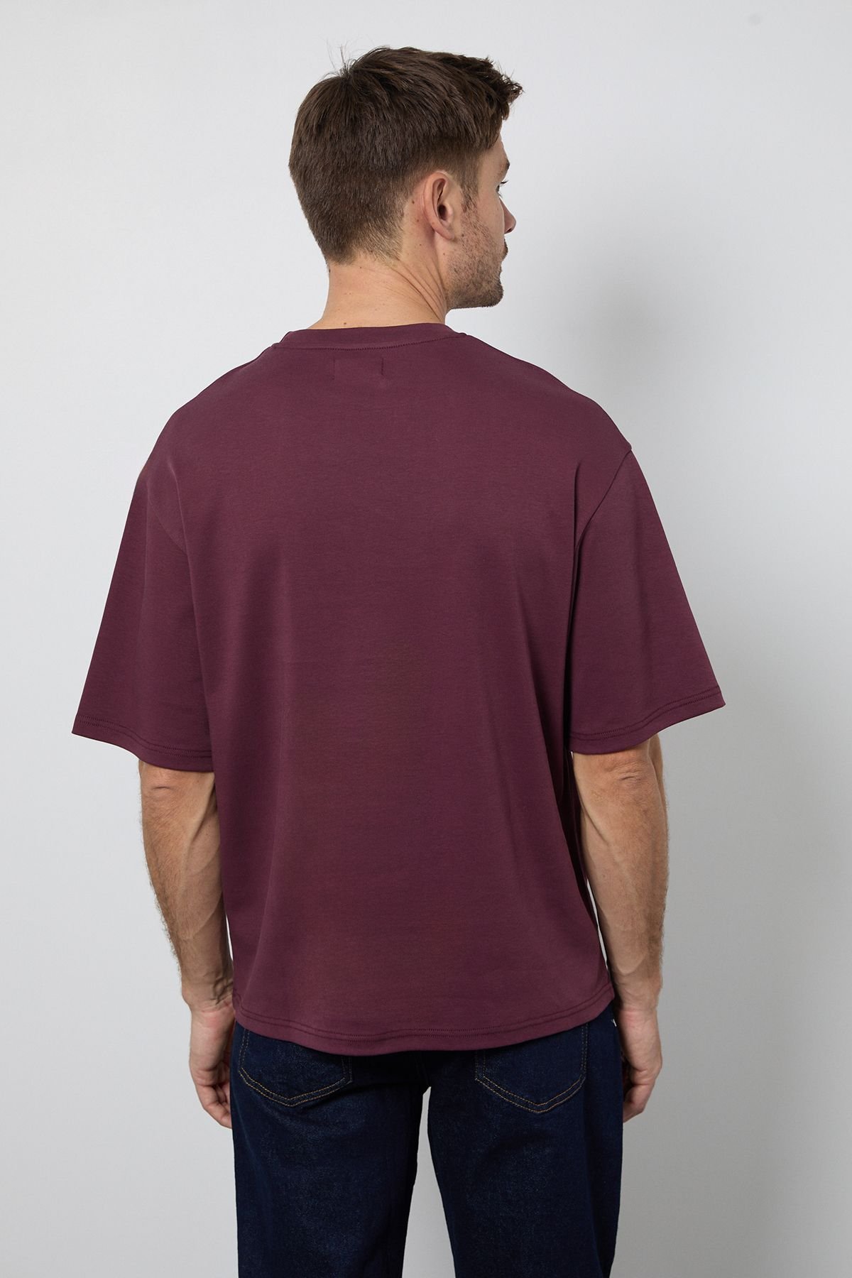 Burton Burton Men's Burgundy Oversized Crew Neck T-Shirt - 3