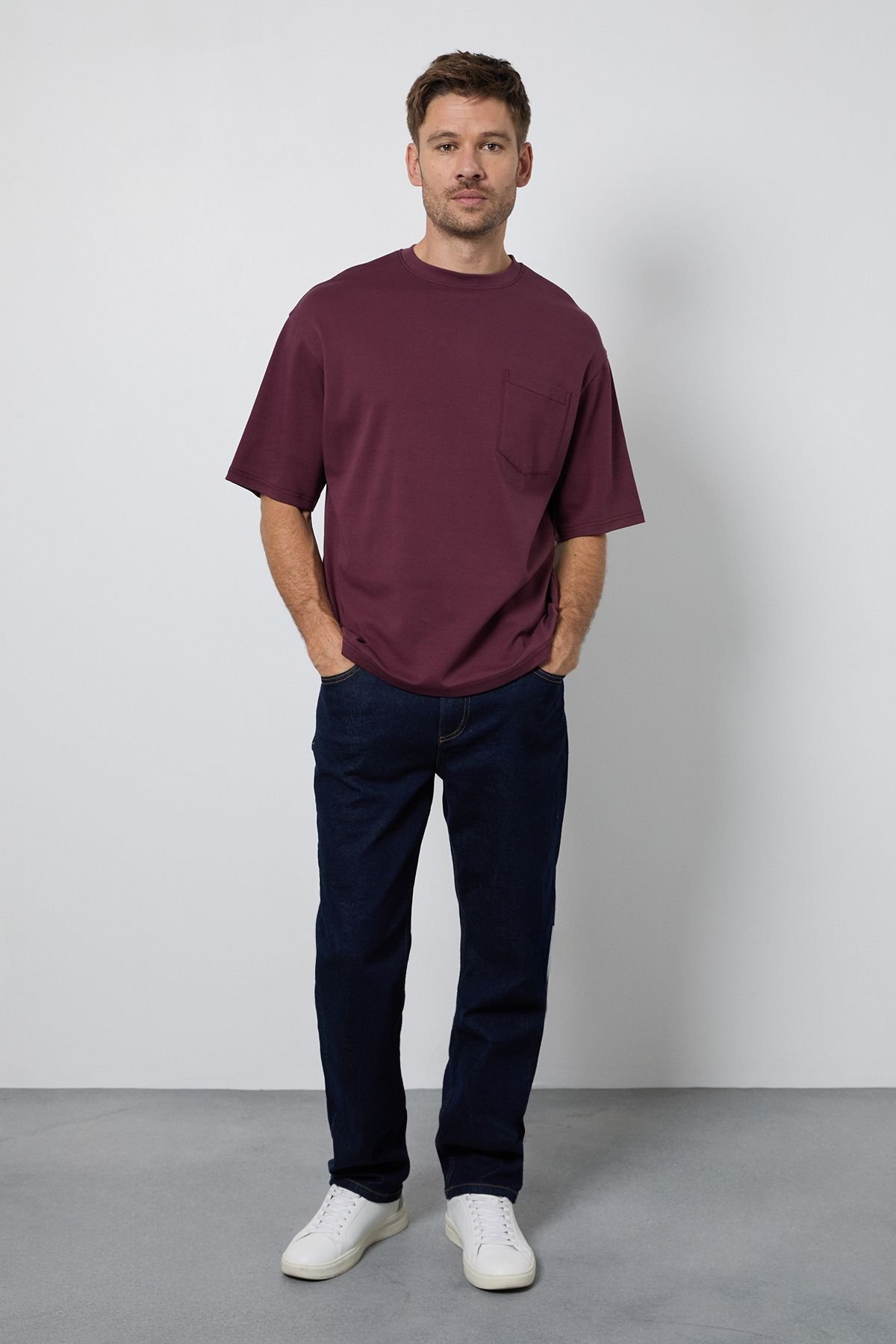 Burton Burton Men's Burgundy Oversized Crew Neck T-Shirt - 4