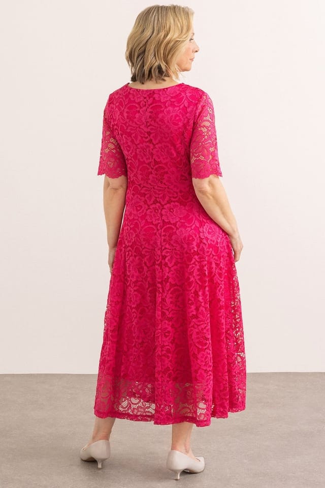 Anna Rose Anna Rose Women's Embellished Lace Midi Dress in Raspberry - 3