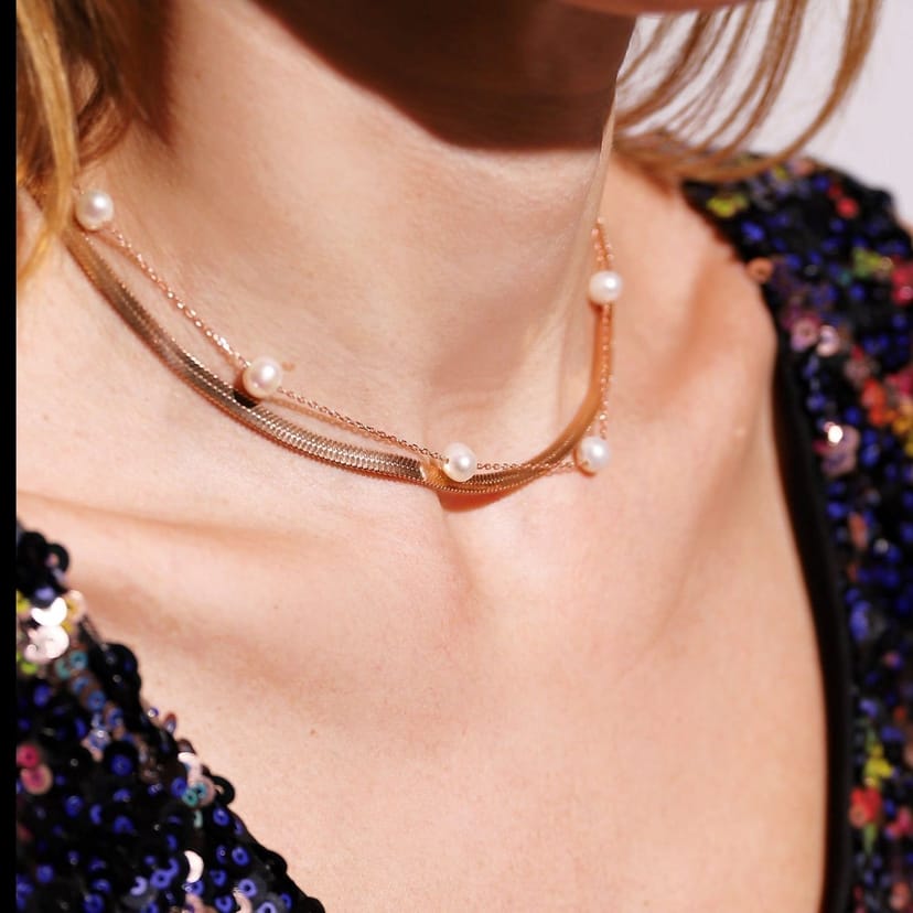 Gold Trip Gold Trip Women's Pearl Satellite Necklace in Rose Gold - 1