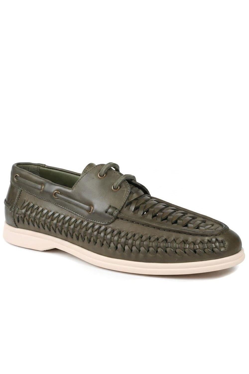 Jones Bootmaker Jones Bootmaker Men's Percey Leather Moccasin Shoes in Khaki
