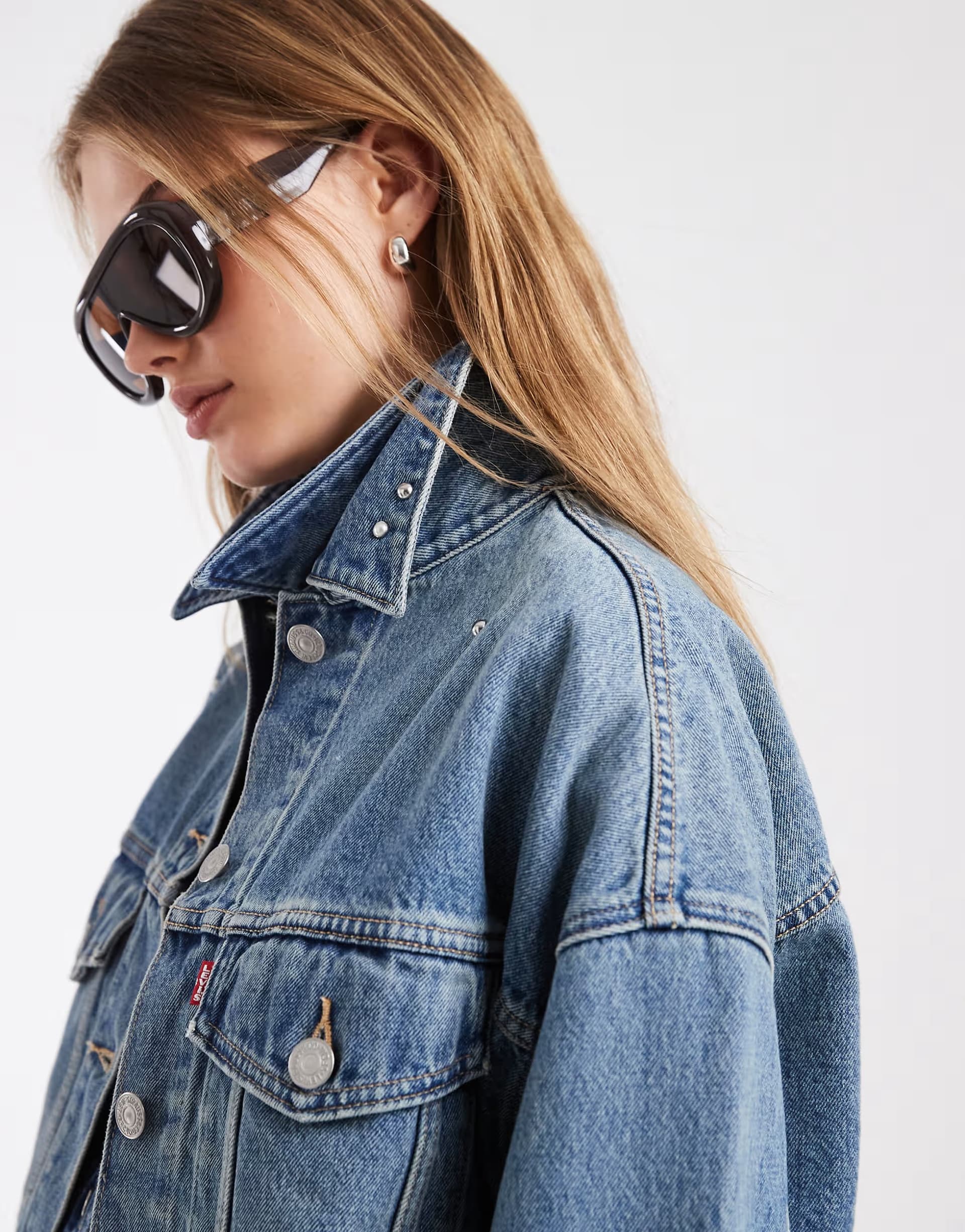 ASOS Levi's cropped embellished co-ord denim jacket in blue
