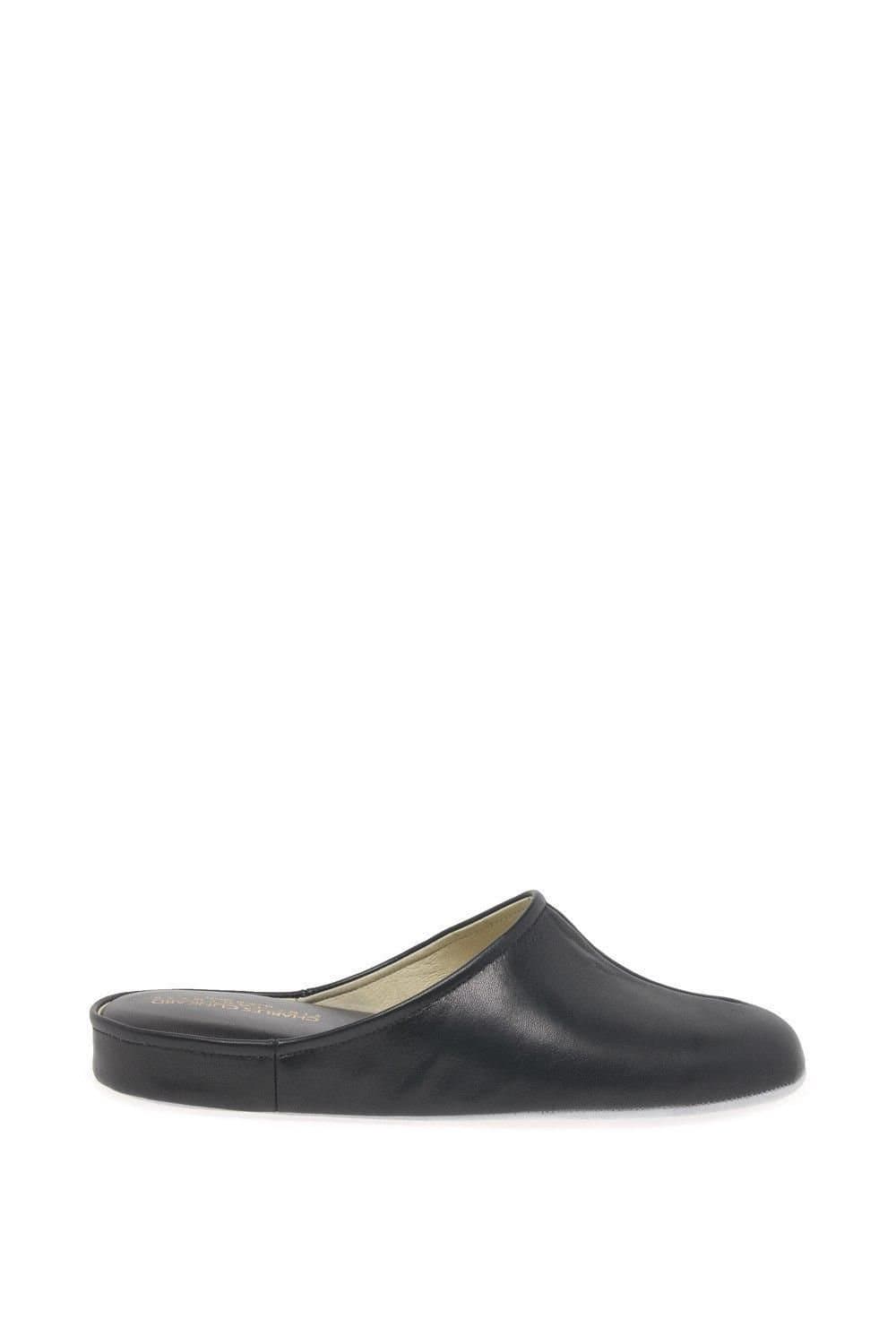 Charles Clinkard Charles Clinkard Men's Black Leather Slippers