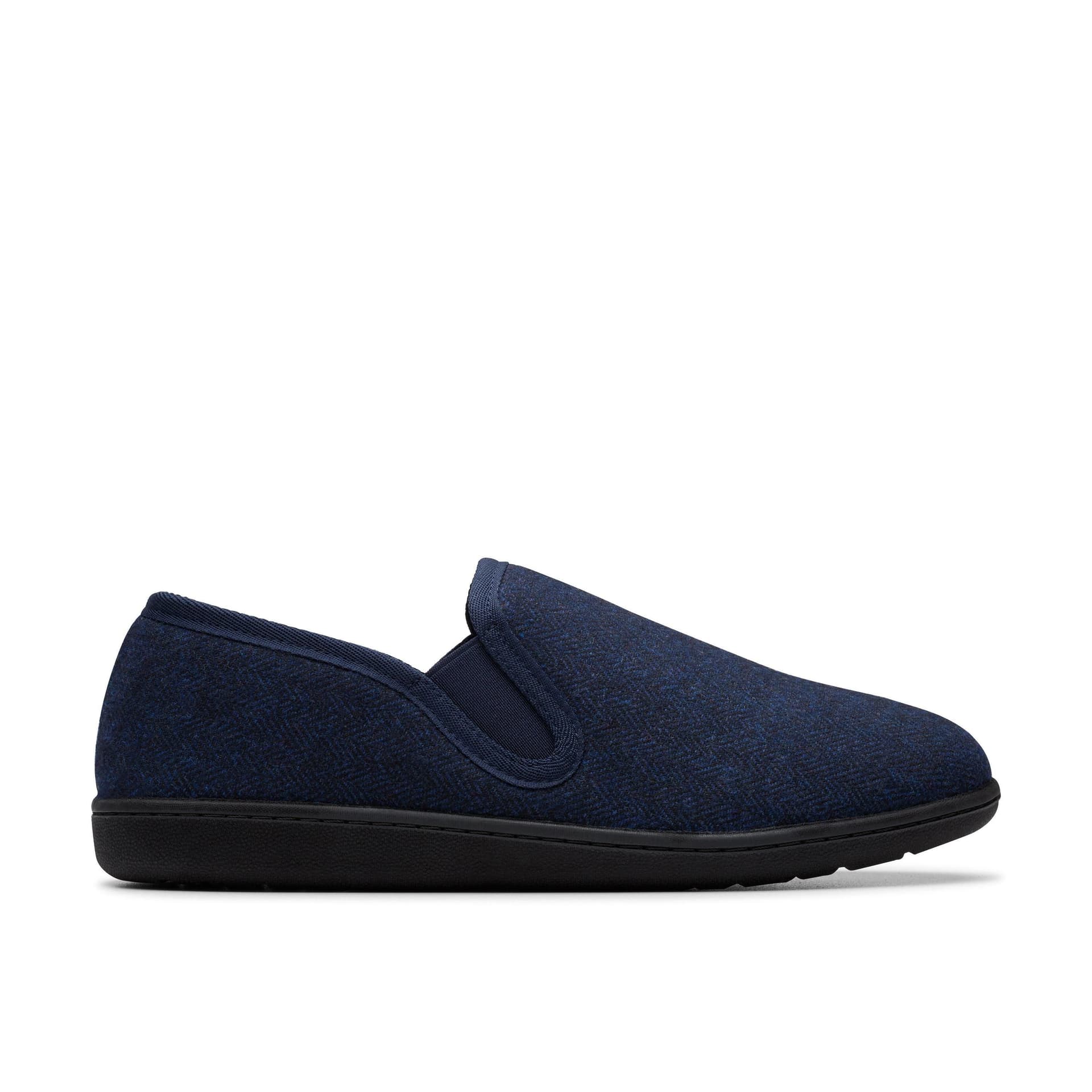 Clarks Clarks Men's King Ease Navy Interest Slip Ons, Slippers in Blue
