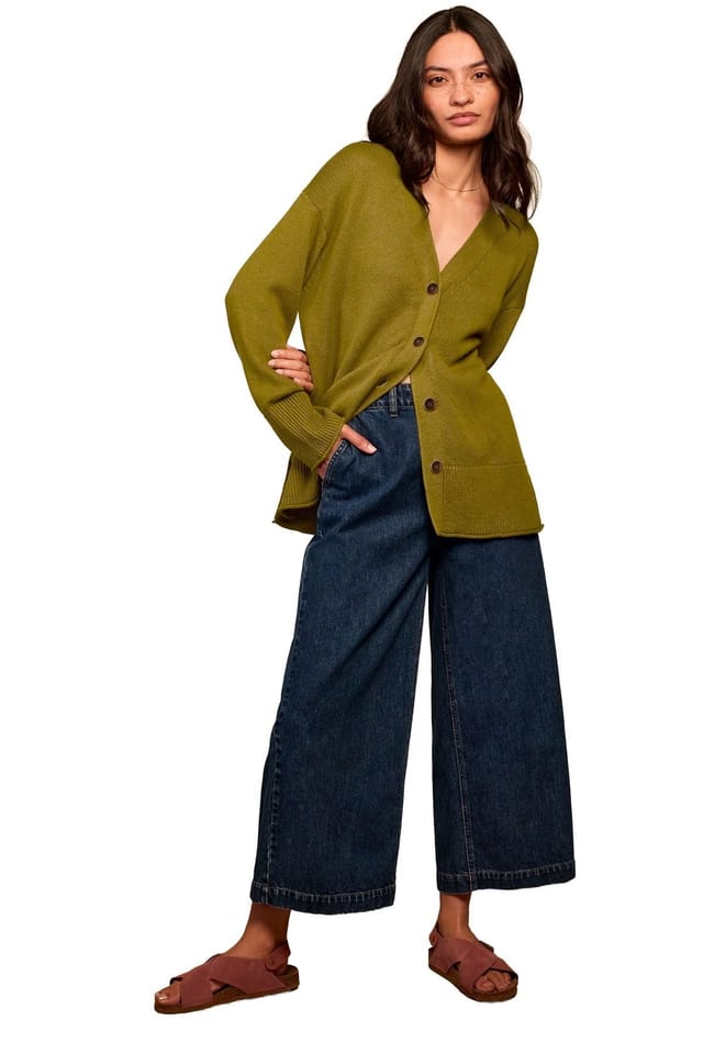 Celtic & Co Celtic & Co Women's Drop Shoulder Slouch Cardigan in Olive - 3