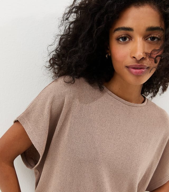 New Look Women's Dark Mink Textured Soft Touch T-Shirt New Look - 2