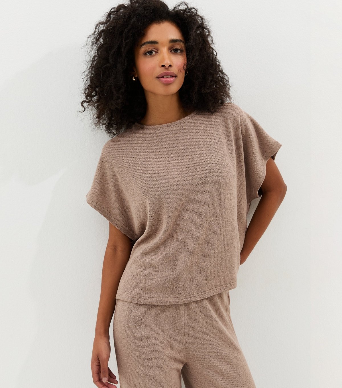 New Look Women's Dark Mink Textured Soft Touch T-Shirt New Look - 4