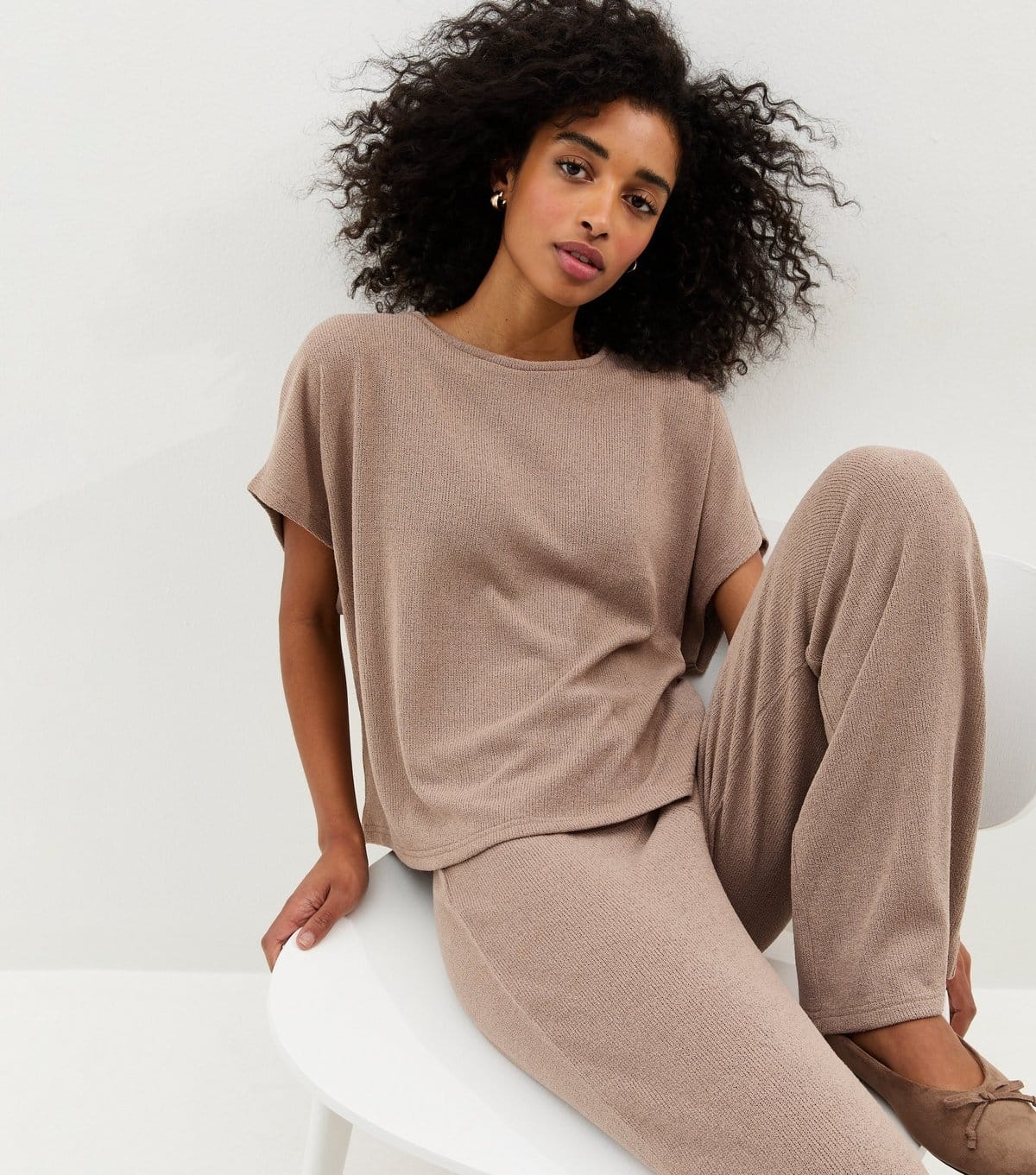New Look Women's Dark Mink Textured Soft Touch T-Shirt New Look - 4