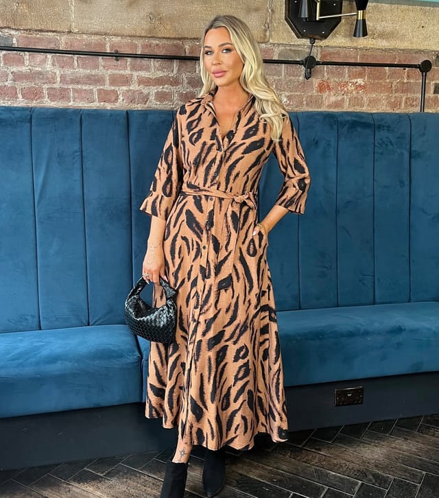 AX Paris Women's Brown Animal Print Shirt Midi Dress AX Paris New Look - 2