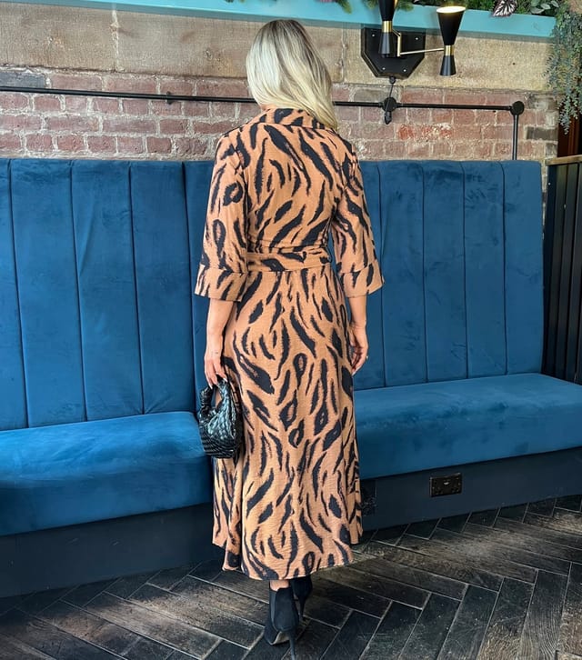 AX Paris Women's Brown Animal Print Shirt Midi Dress AX Paris New Look - 3