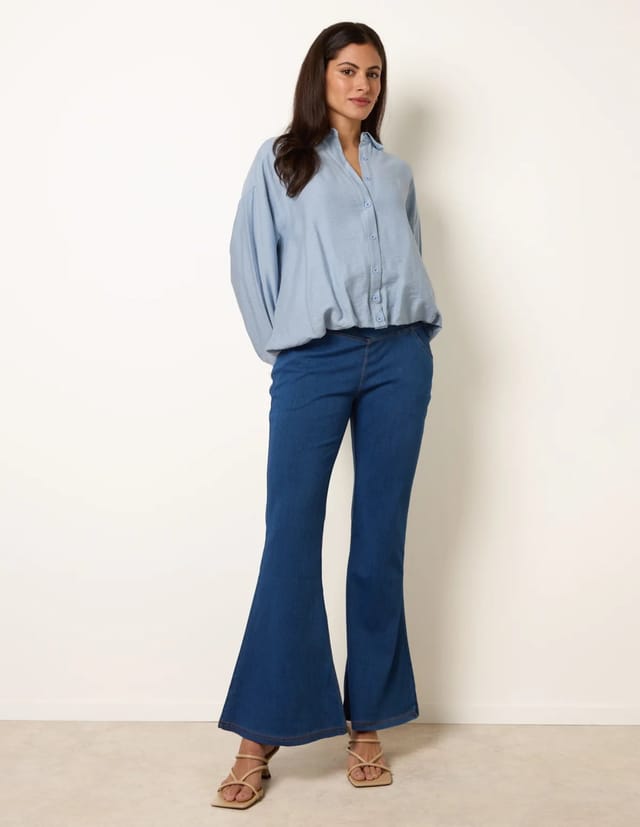 Blue Vanilla Flared Cross Over Waistband Jeans - 2