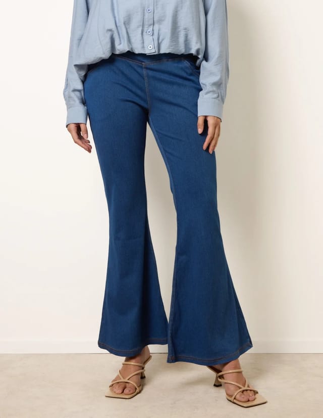 Blue Vanilla Flared Cross Over Waistband Jeans - 3
