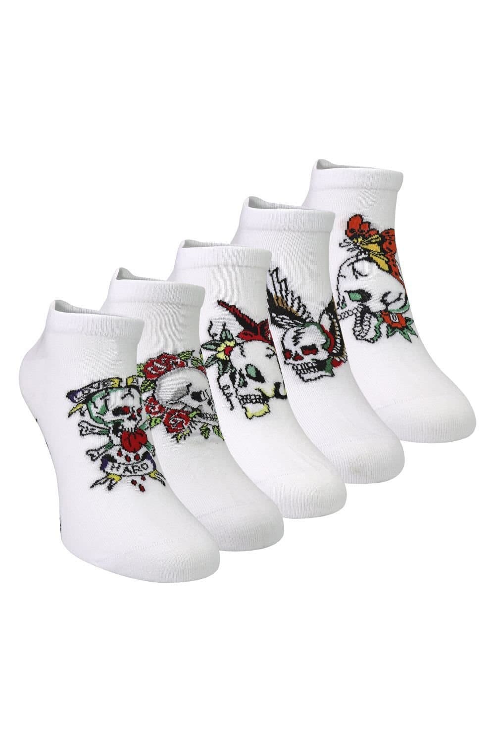 Ed Hardy Ed Hardy Men's 5 Pack Cotton Rich Low Cut Trainer Liner Sports Gym Socks in White