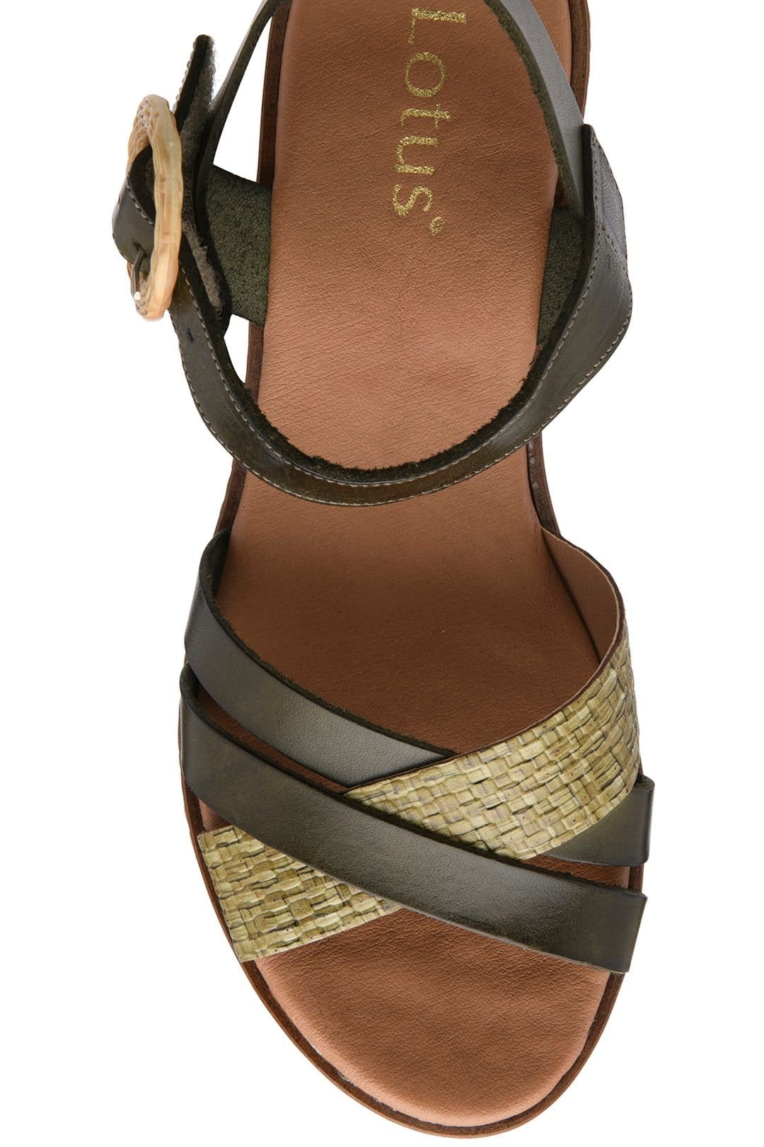 Lotus Lotus Women's 'Amalia' Leather Wedge Sandals in Khaki - 4