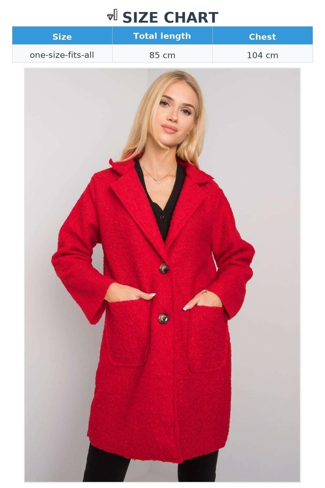 Love Lace Love Lace Women's Red Boucle Coat with Button Closure Pockets - 4