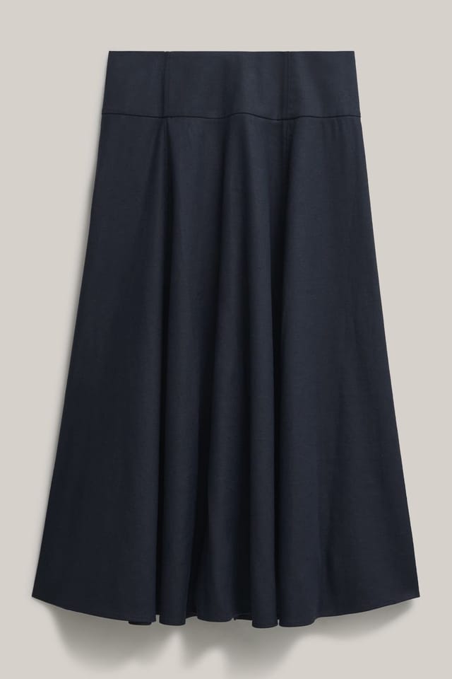 Hobbs London Hobbs London Women's Lilliana Linen Blend Midi Skirt in Dark Navy - 2