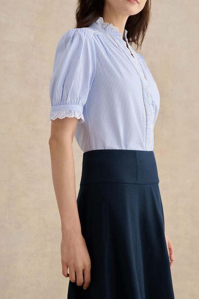 Hobbs London Hobbs London Women's Lilliana Linen Blend Midi Skirt in Dark Navy - 3