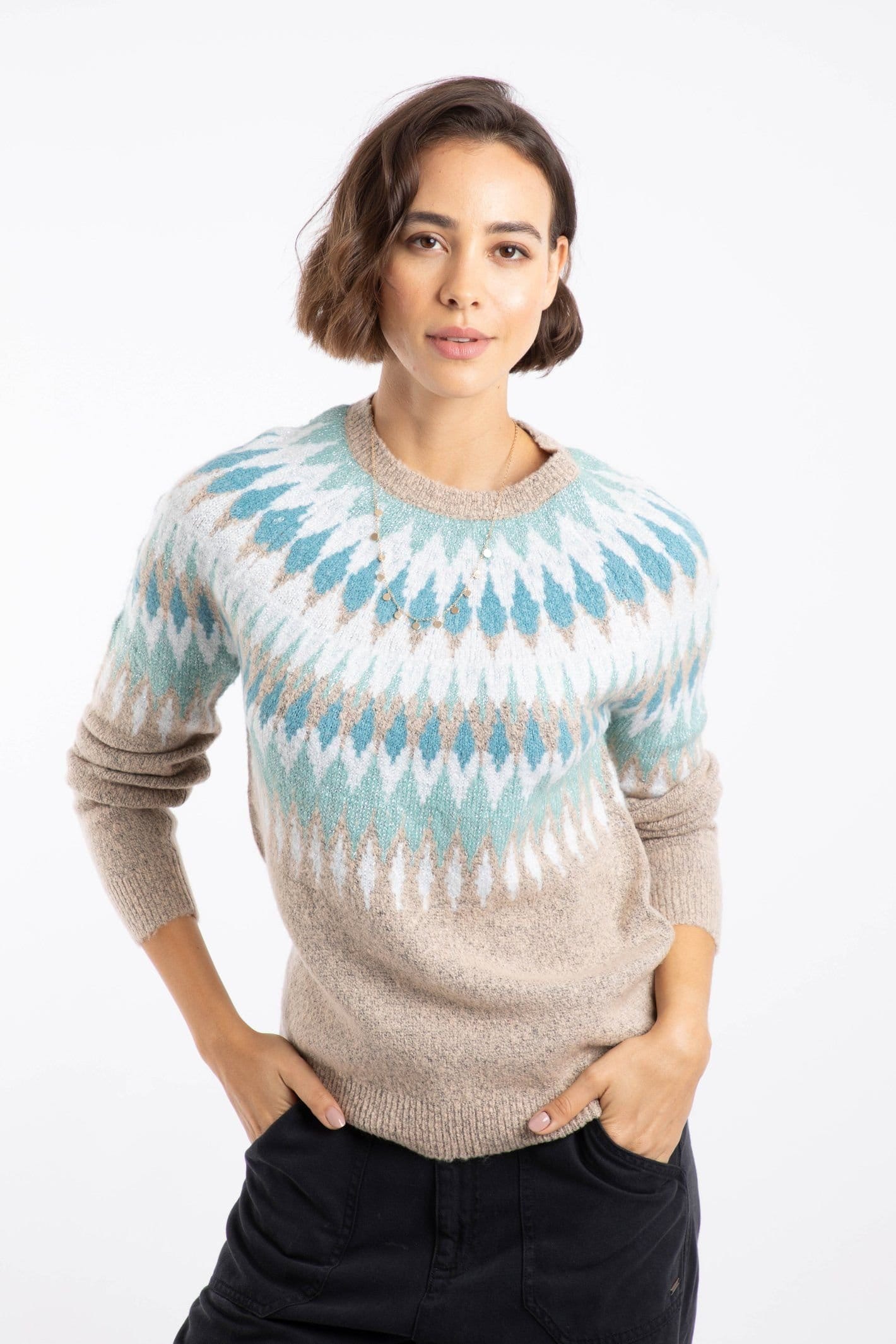 Weird Fish Multicolor Fair Isle Sparkle Knitted Jumper