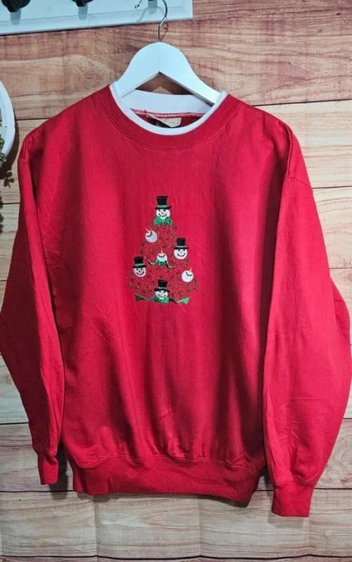 RedHead Rare vintage embroidered snowman chritmas jumper size 12-14