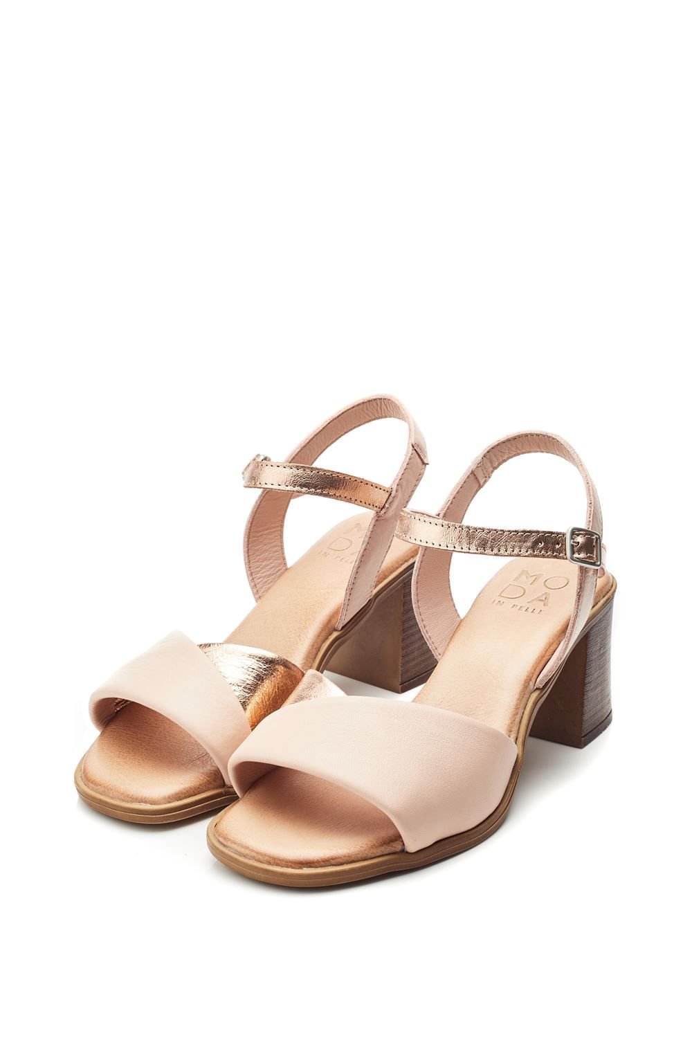 Moda In Pelle Moda In Pelle Women's 'Lanie' Leather Heeled Sandals in Nude - 2