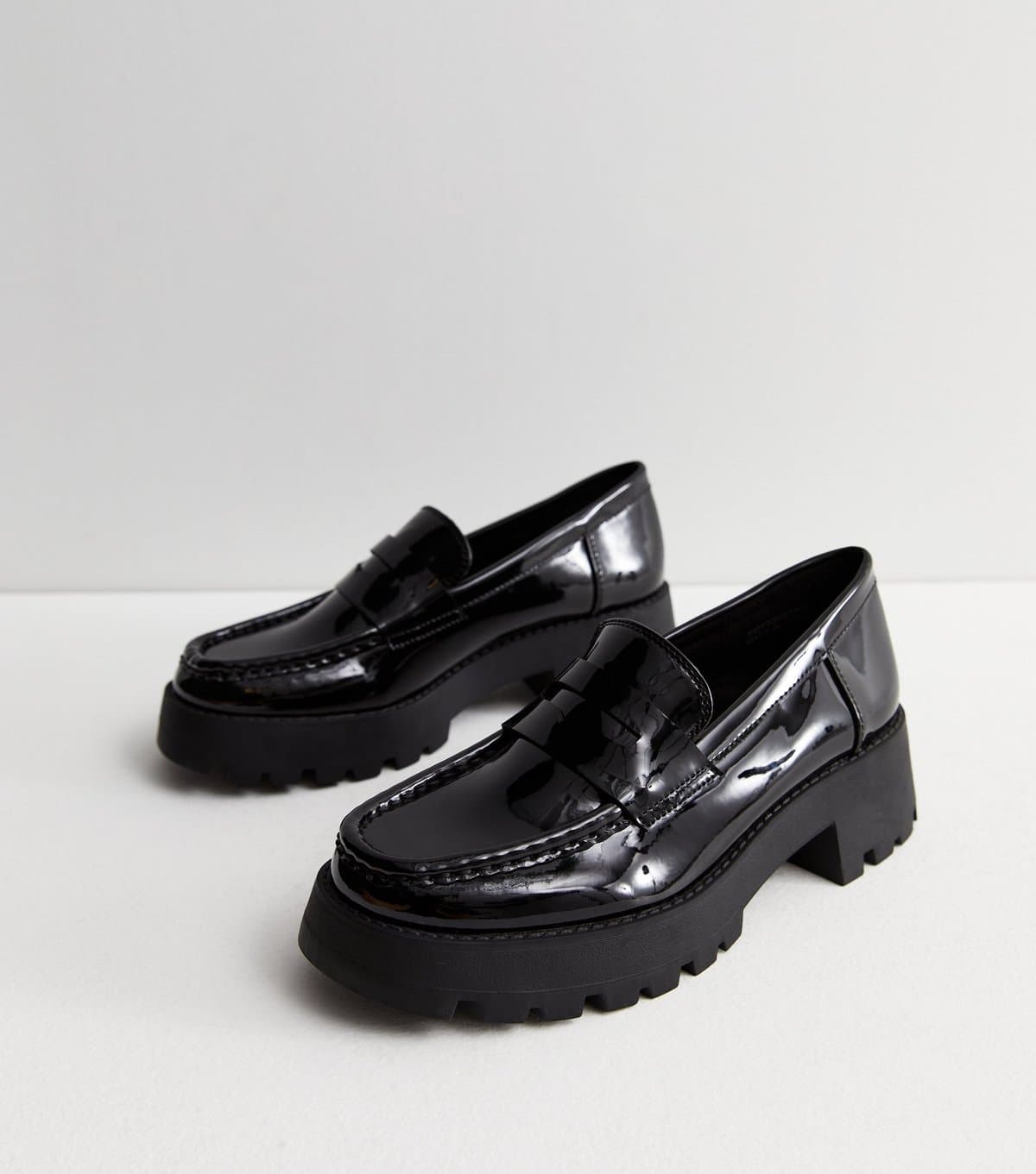 New Look Women's Black Patent Chunky Loafers New Look