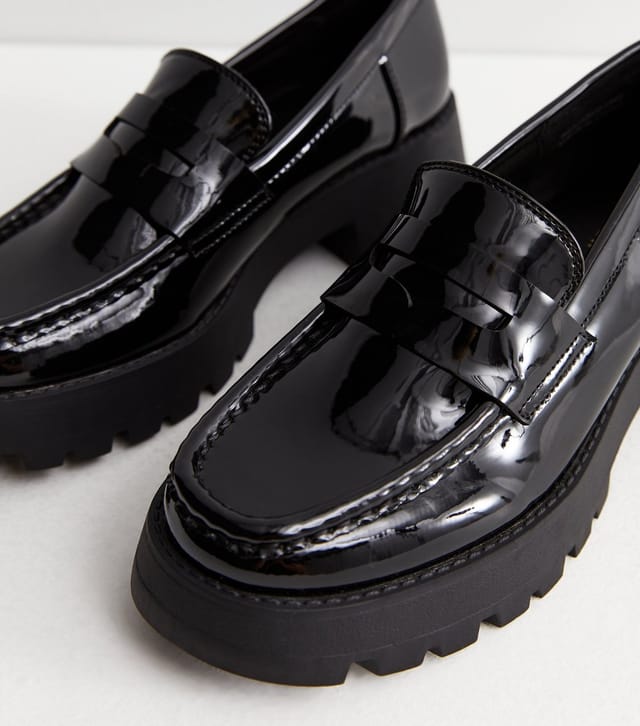 New Look Women's Black Patent Chunky Loafers New Look - 3