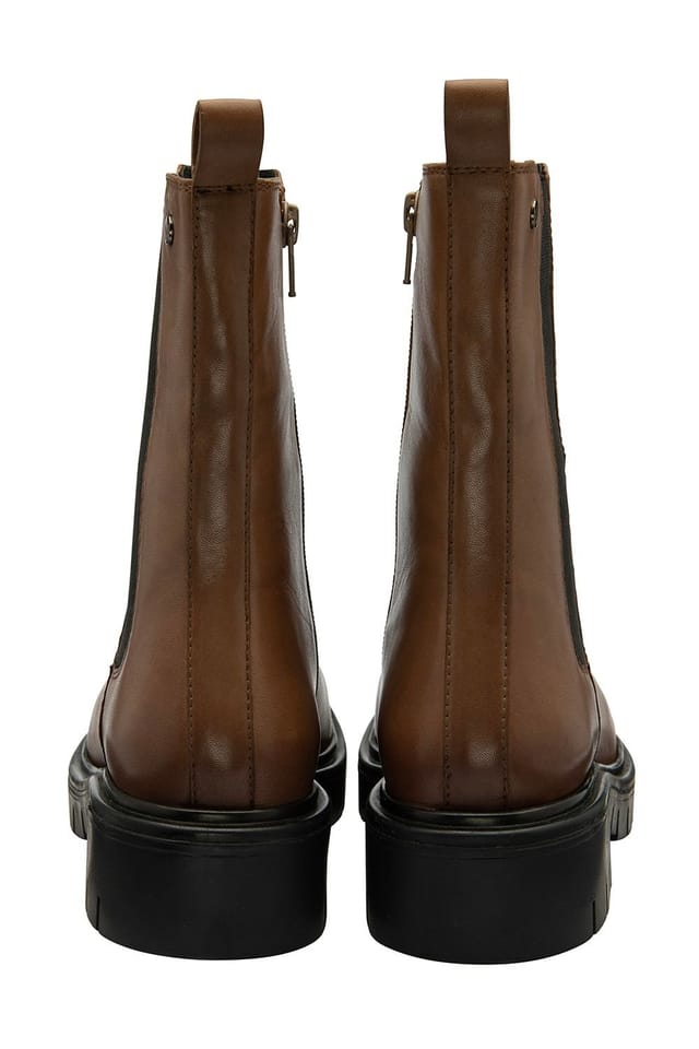 Lotus Lotus Women's 'Rosie' Leather Pull-On Mid-Calf Boots in Taupe - 3