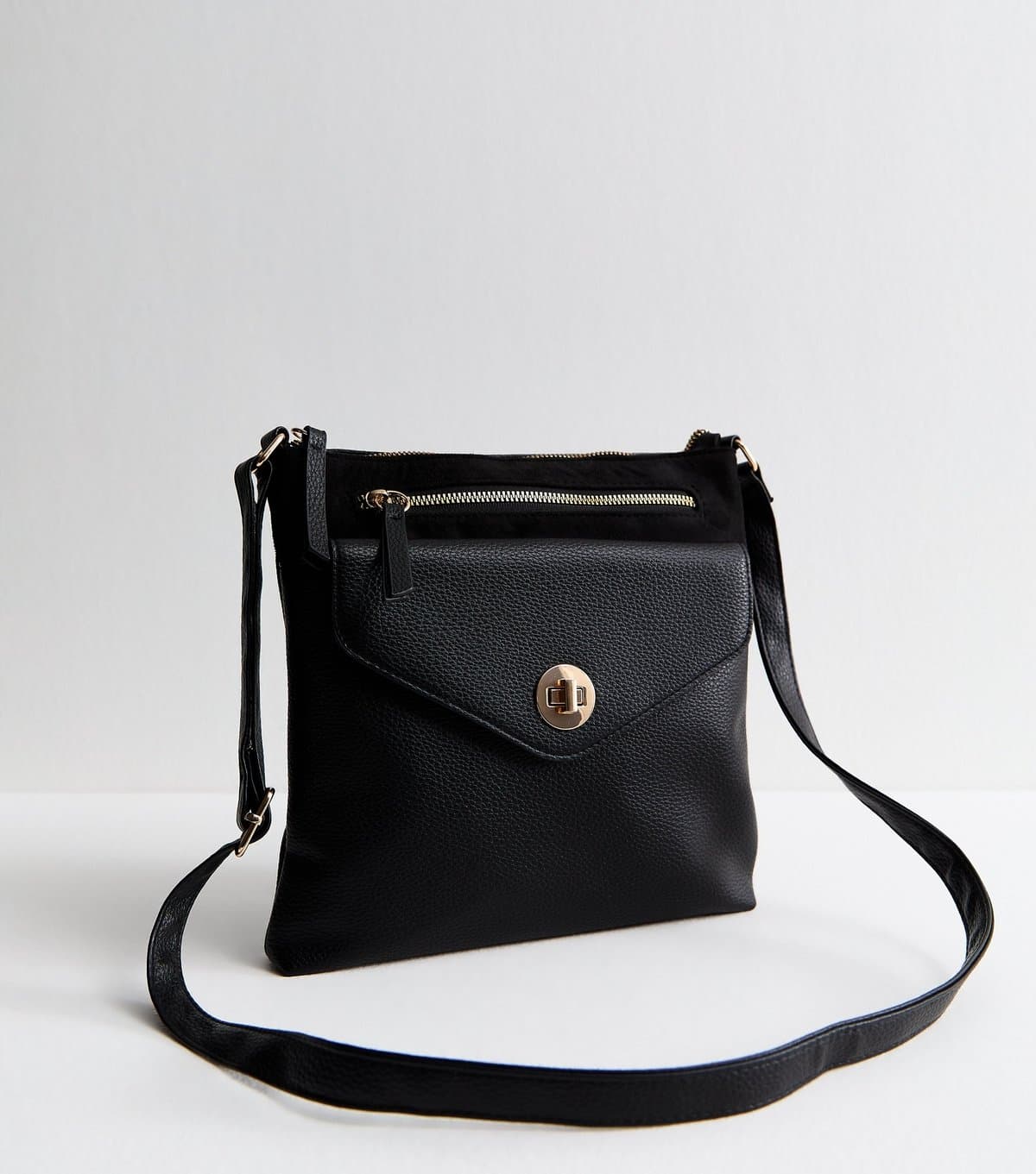 New Look New Look Black Grained Faux Leather Messenger Bag