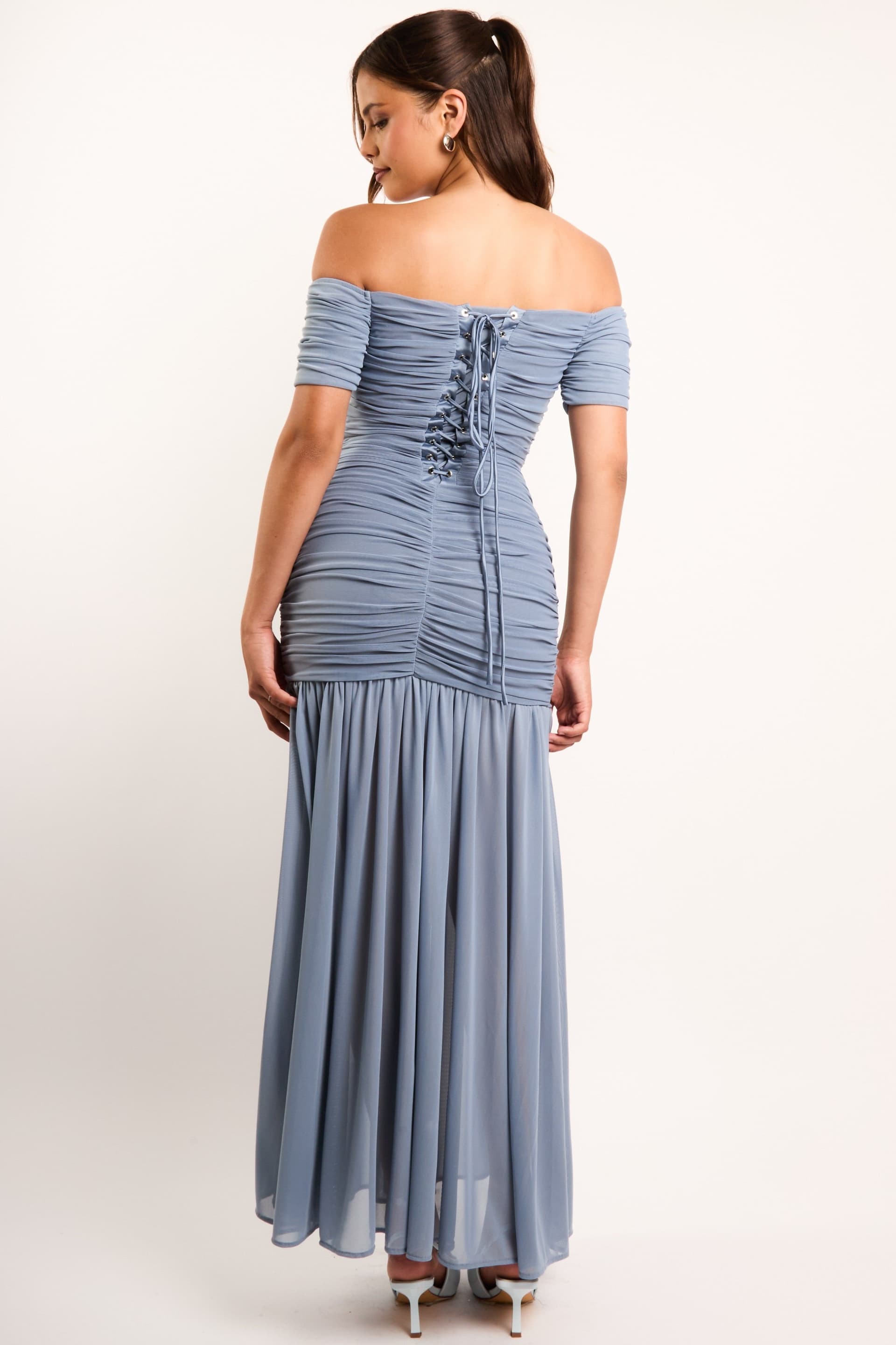 Jaded Rose Jaded Rose Women's Alisa Dusk Blue Off-The Shoulder Corset Maxi Dress in Light Blue