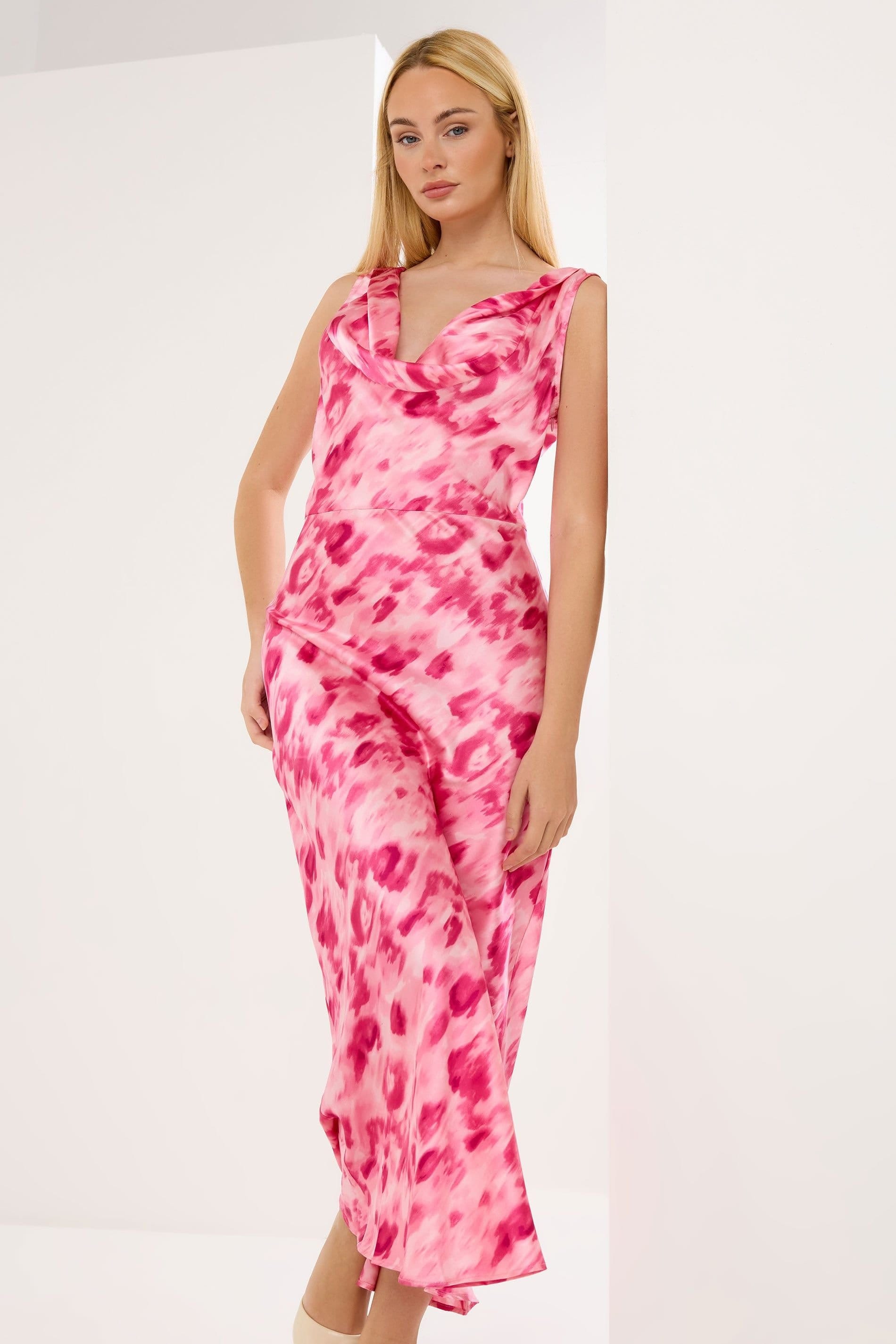 Star By Julien Macdonald Star by Julien Macdonald Women's Abstract Cowl Neck Maxi Dress in Pink - 4