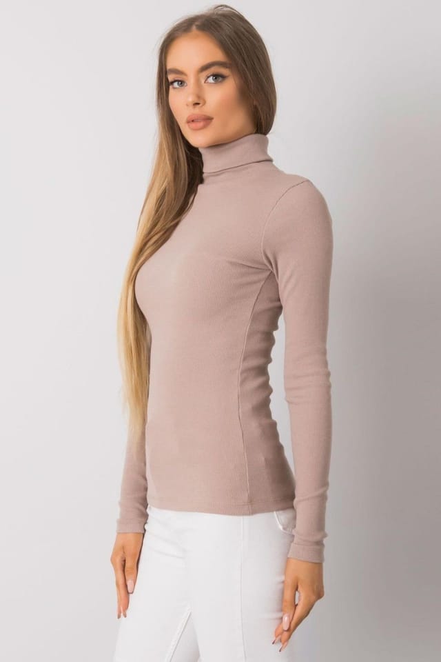 Love Lace Love Lace Women's One Color Fitted Long Sleeve Turtleneck Style 173404 in Taupe - 2