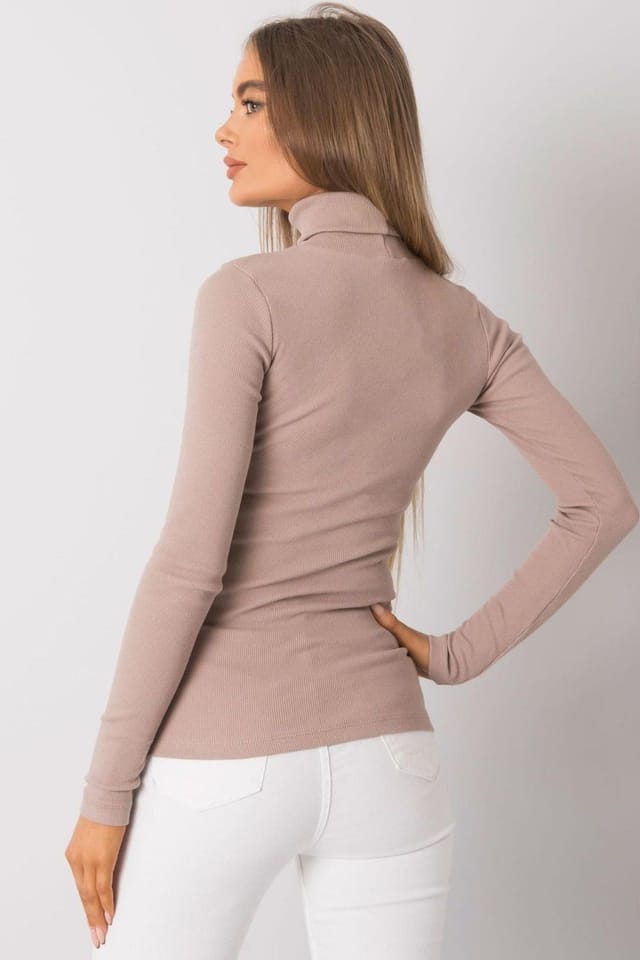 Love Lace Love Lace Women's One Color Fitted Long Sleeve Turtleneck Style 173404 in Taupe - 3