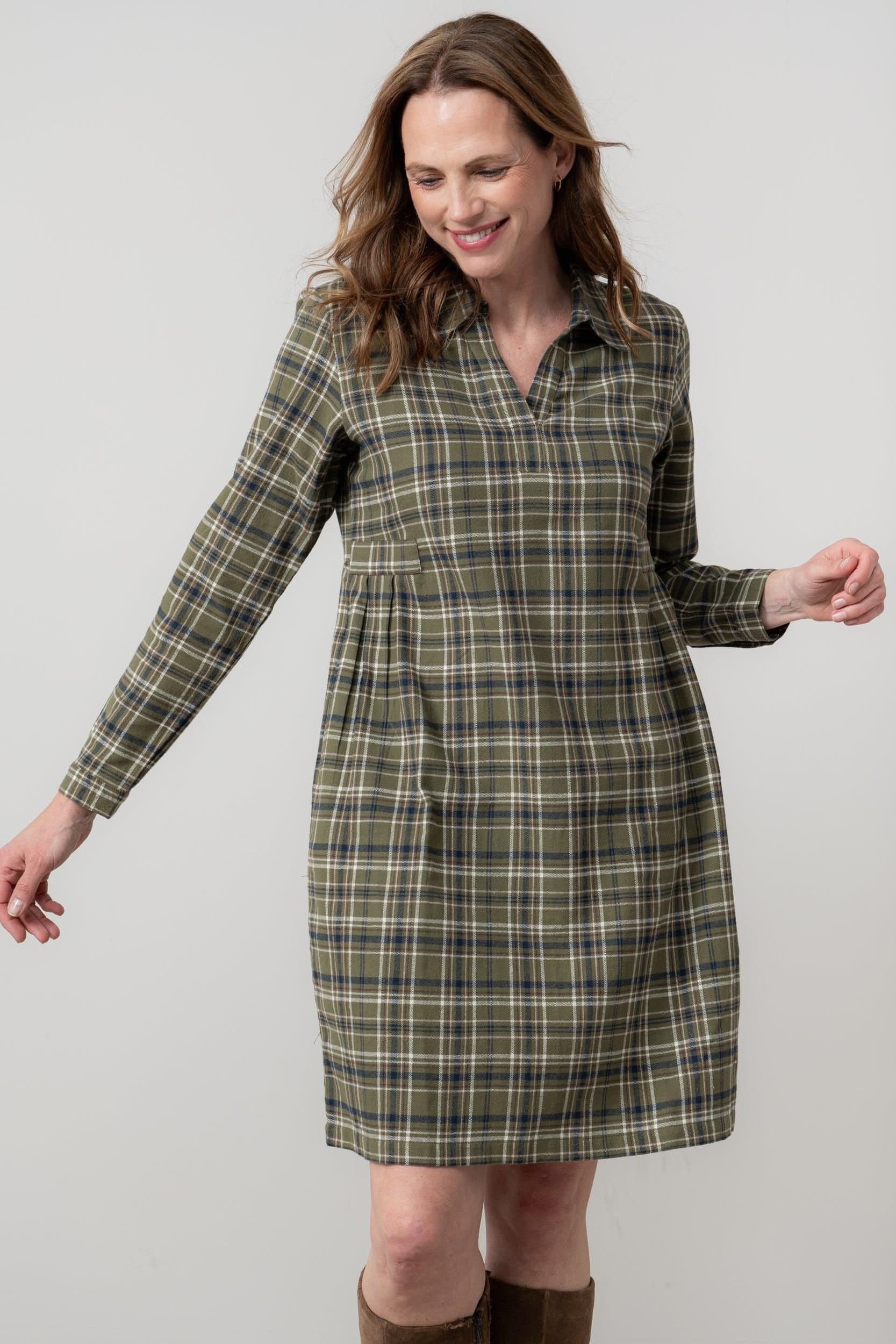 Lily & Me Lily & Me Women's Emma Brushed Cotton Long Sleeve Shift Dress