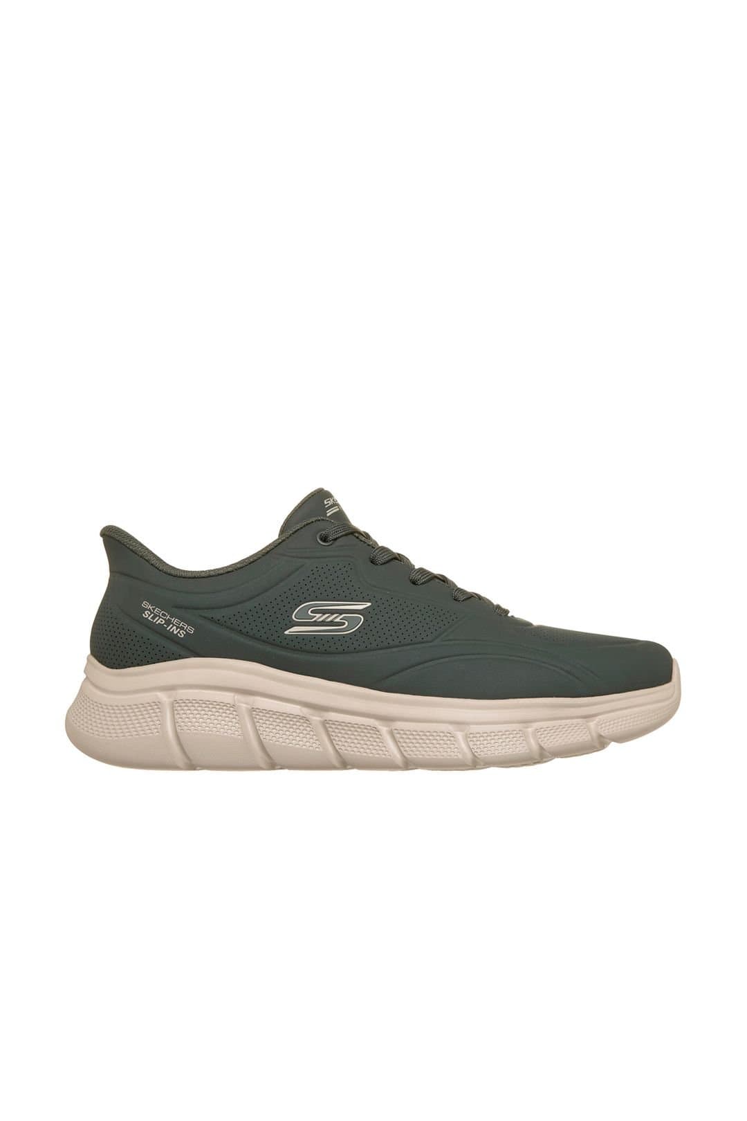 Skechers Skechers Men's BOBS B Flex Duraleather Lace-Up Slip-Ins Trainers Olive