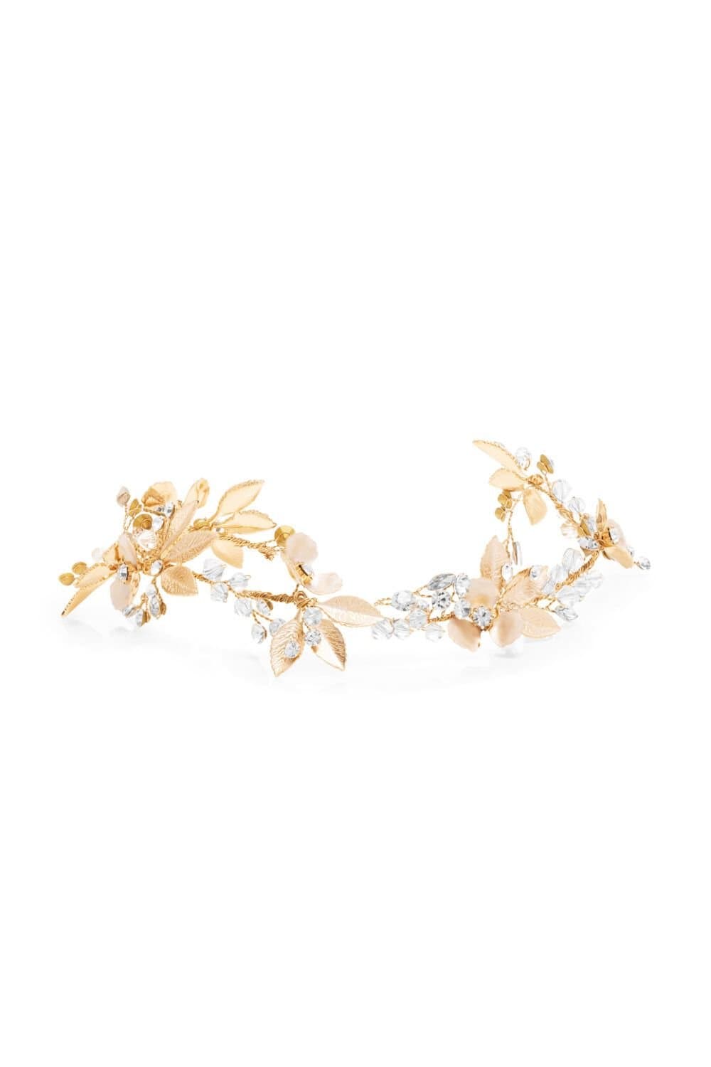 Jon Richard Jon Richard Women's Janelle Gold Plated Brushed Leaf & Painted Floral Hair Vine - Gift pouch