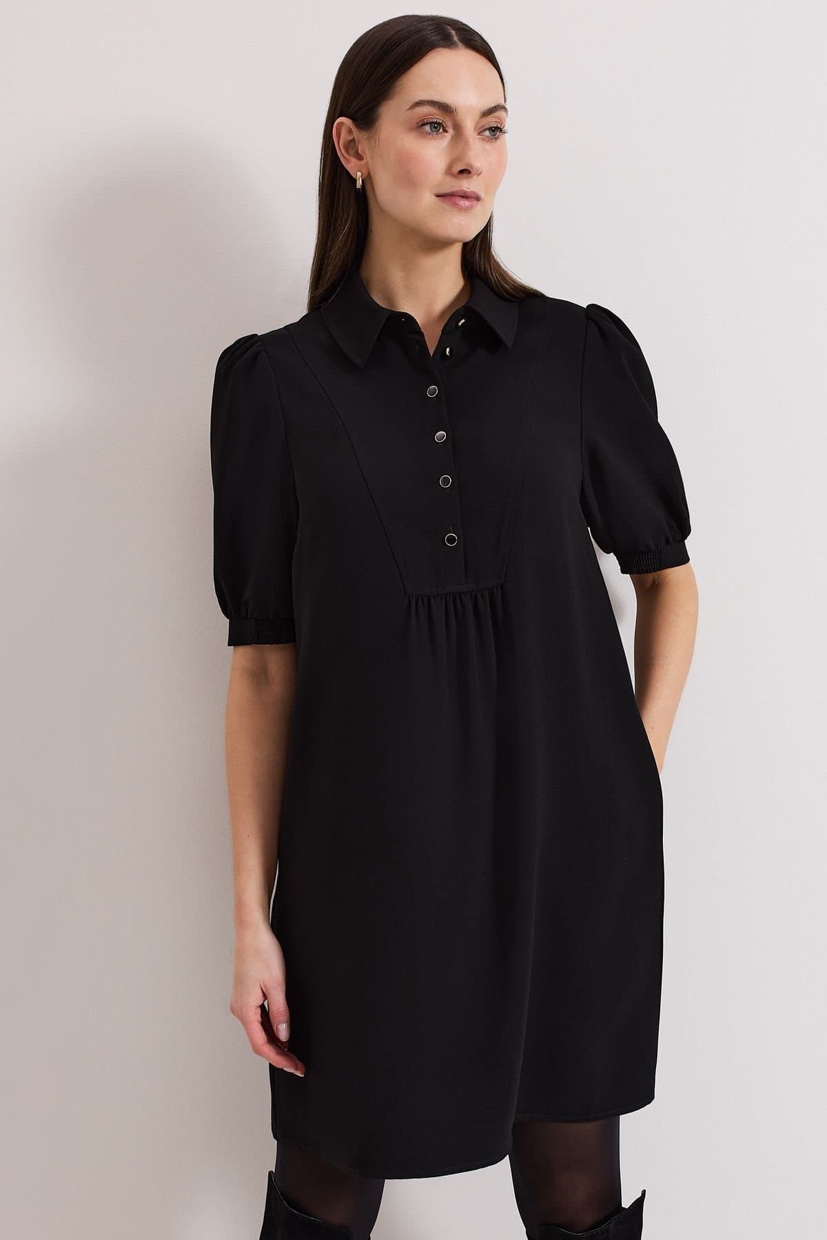 Phase Eight Phase Eight Women's Claudia Button Swing Mini Dress in Black